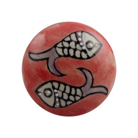 Peach Fish Flat Ceramic Drawer Knob